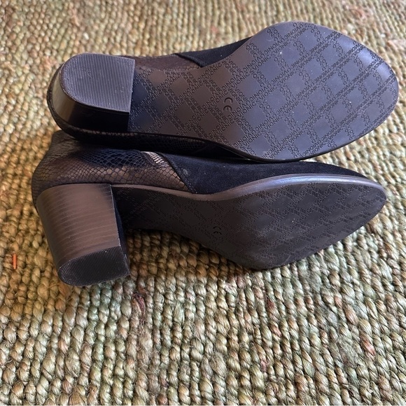 Vionic Anne Ankle Booties Suede Leather Snakeskin Zip Block Heel Black Size 10 - Picture 3 of 9